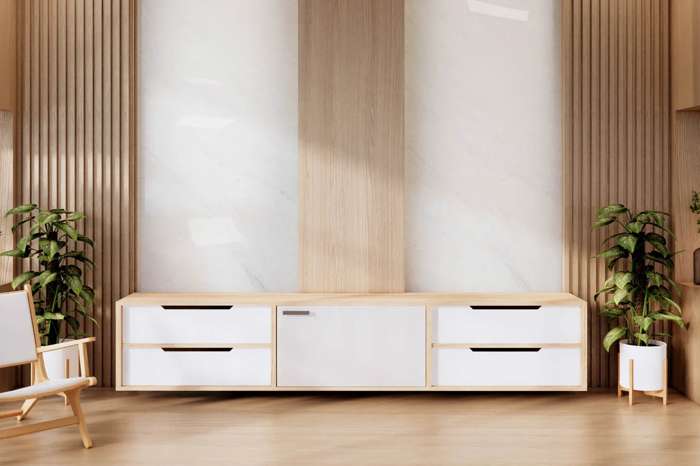 ผนังห้องนั่งเล่นหินอ่อน Ariston White ขาวคลีน เรียบง่าย