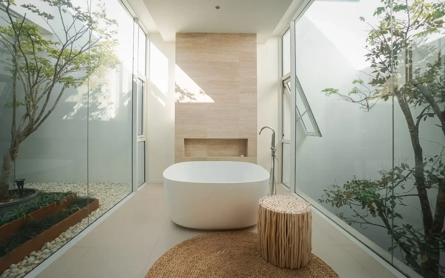 Rome Travertine marble bathroom walls
