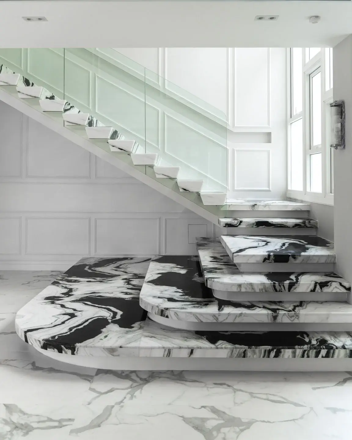 Panda White Marble Staircase